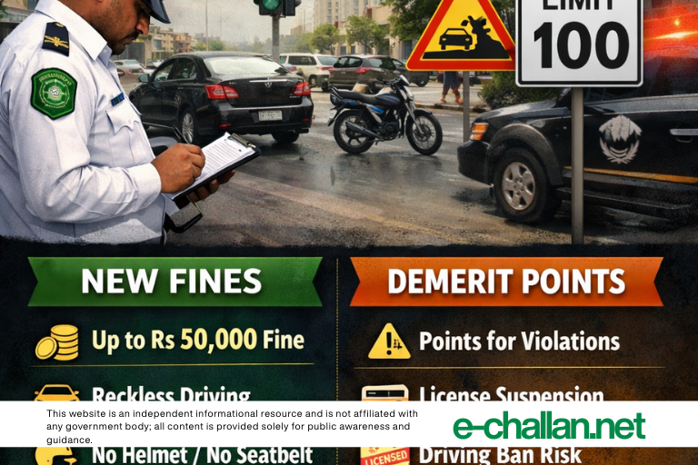 Sindh Traffic Fine Update 2026 – Fines Up to Rs 50,000 & Demerit Points Explained